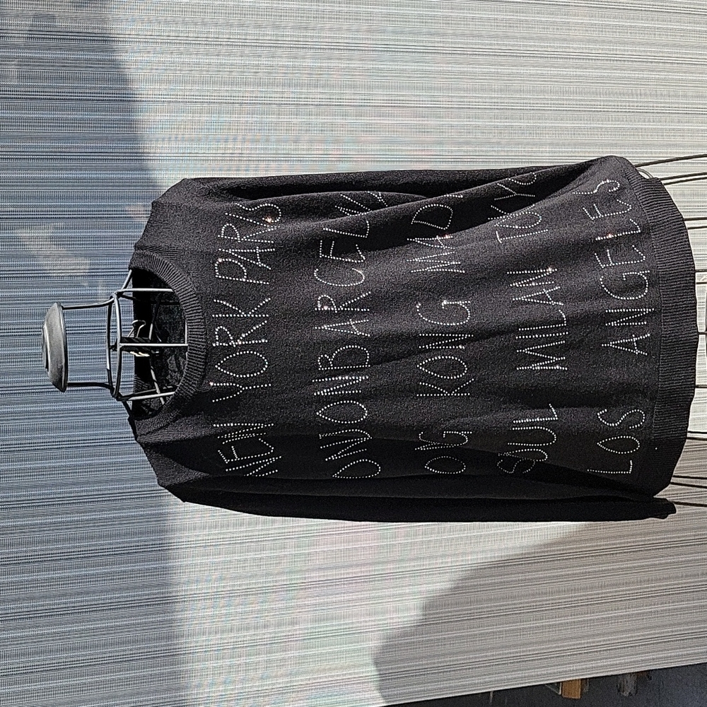 The Limited black sweater with silver studded country names